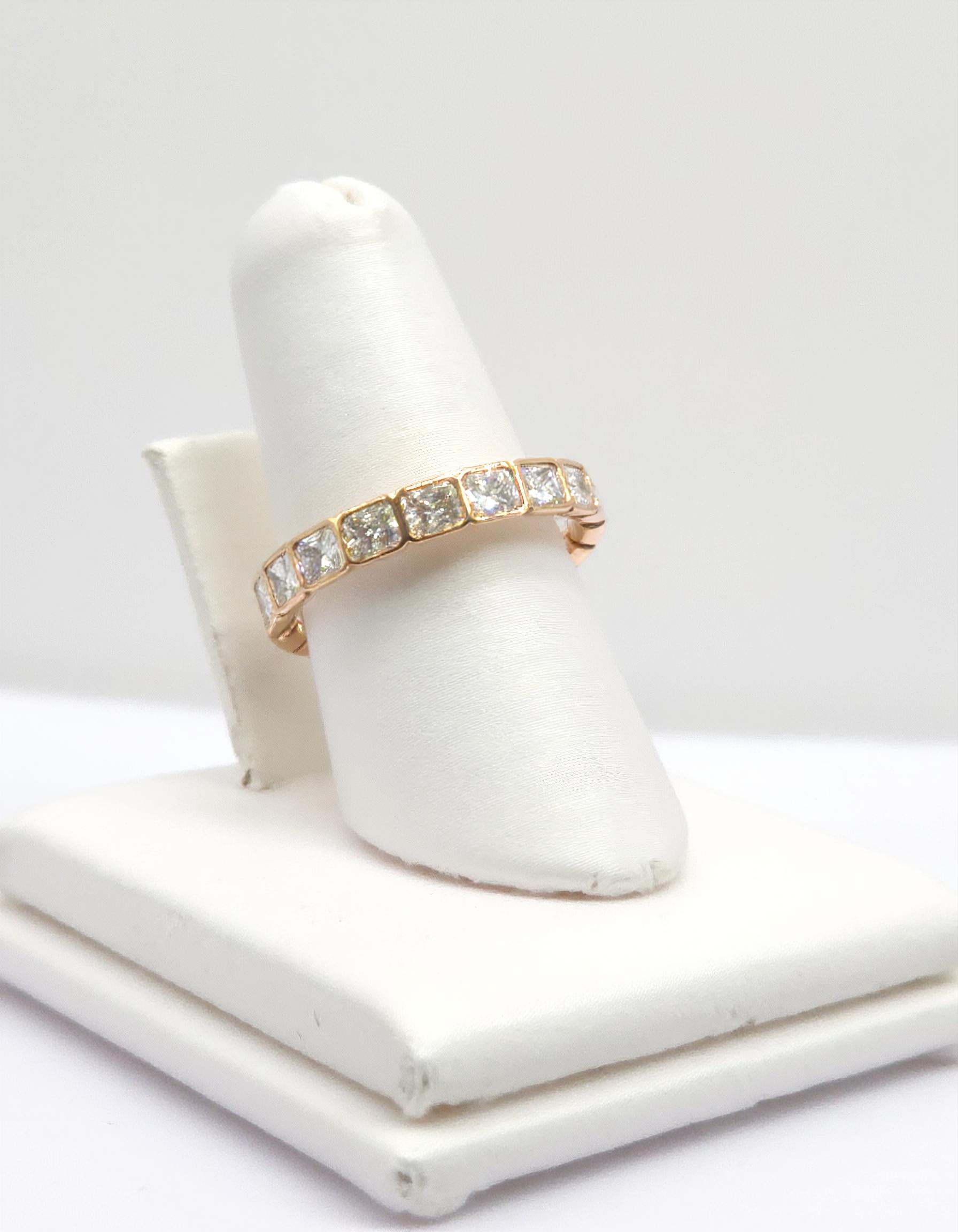"Amarin" Horizontally set Radiant cut Bezel set Eternity Band