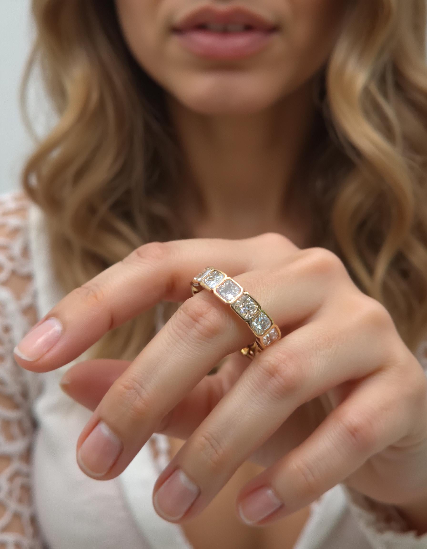 "Amarin" Horizontally set Radiant cut Bezel set Eternity Band