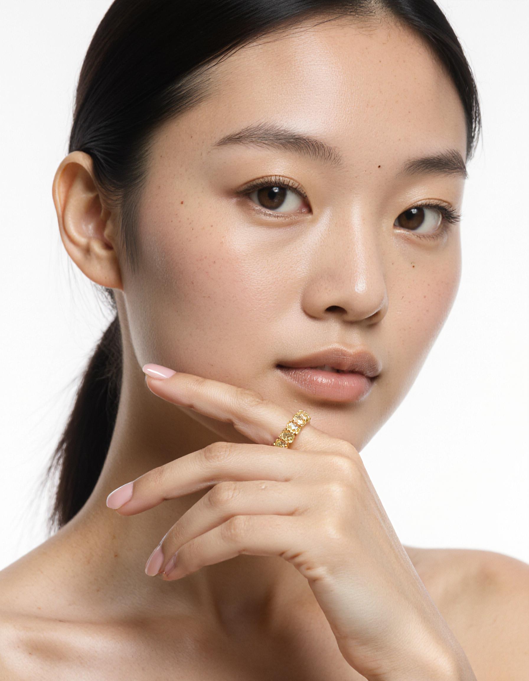 "Seriva" Fancy Yellow Oval cut Prong set Eternity Band