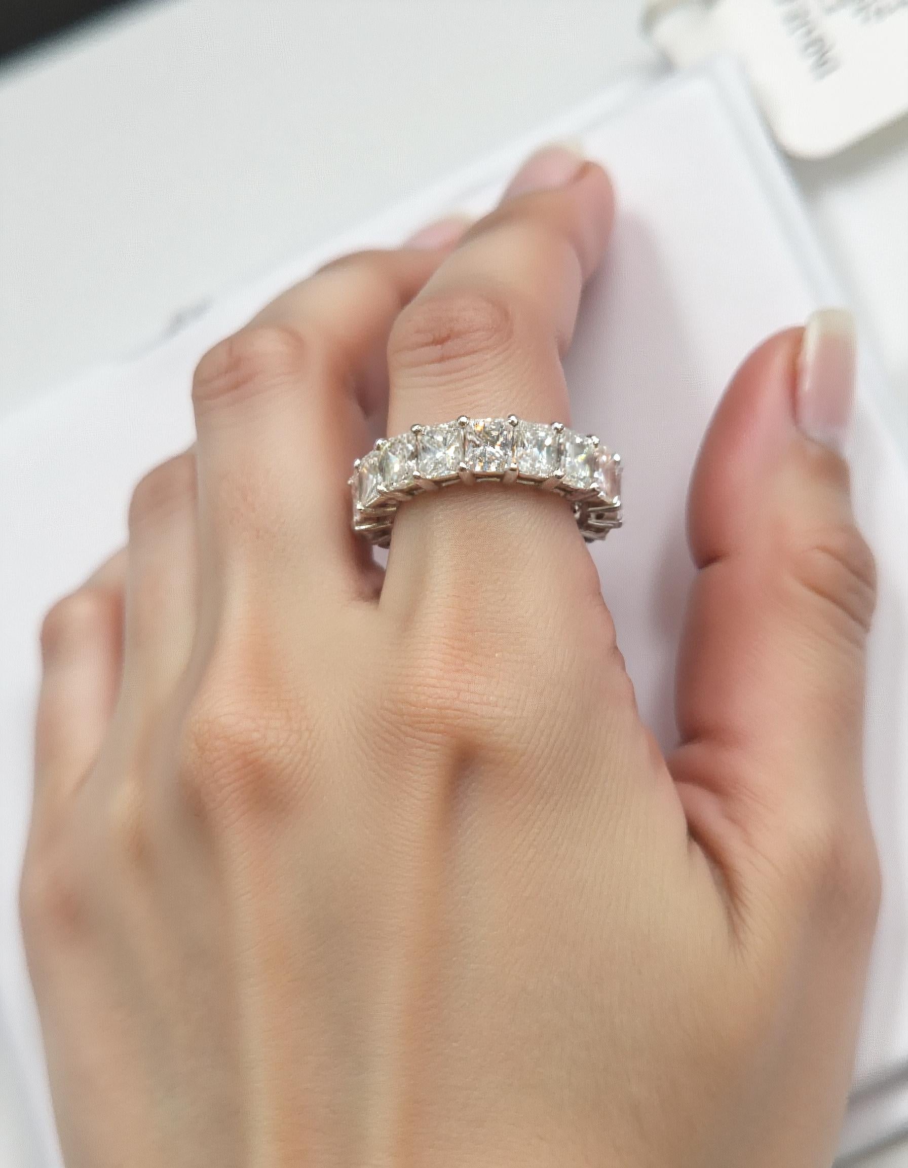 "Luvira" Radiant cut Prong Set Classic basket Eternity Band