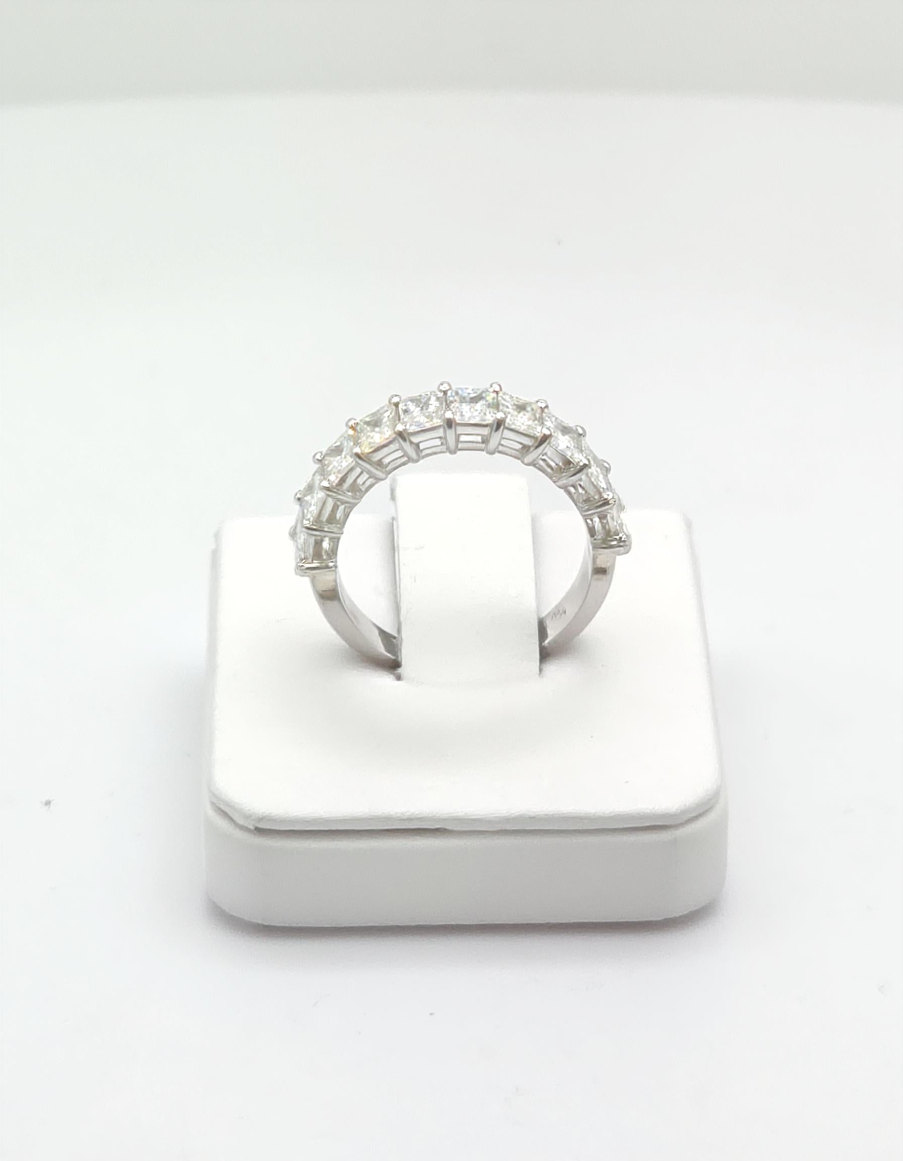 "Melora" Radiant cut Prong Set Classic basket Half Eternity Band