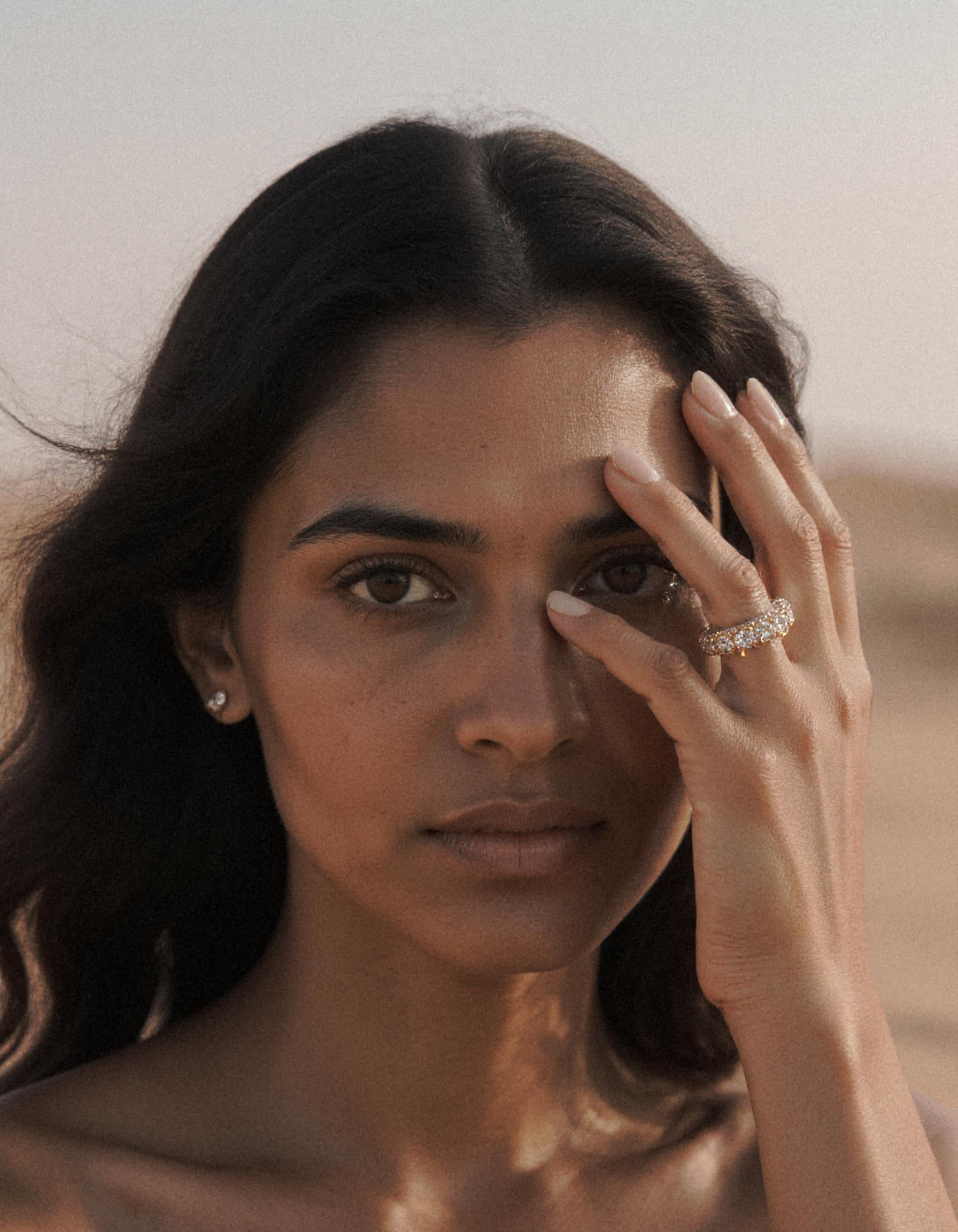 "Nikki" Round Brilliant Cut, 3 row 3d style Eternity Band