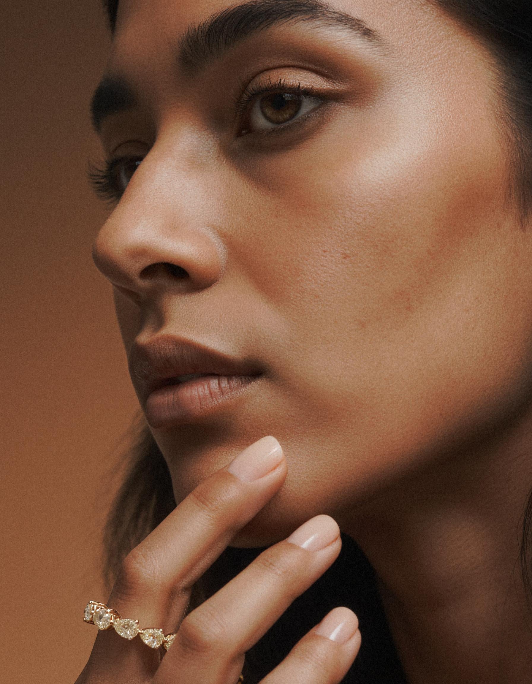 "Torina" Fancy Yellow Pear Shape Horizontal Prong set Eternity Band