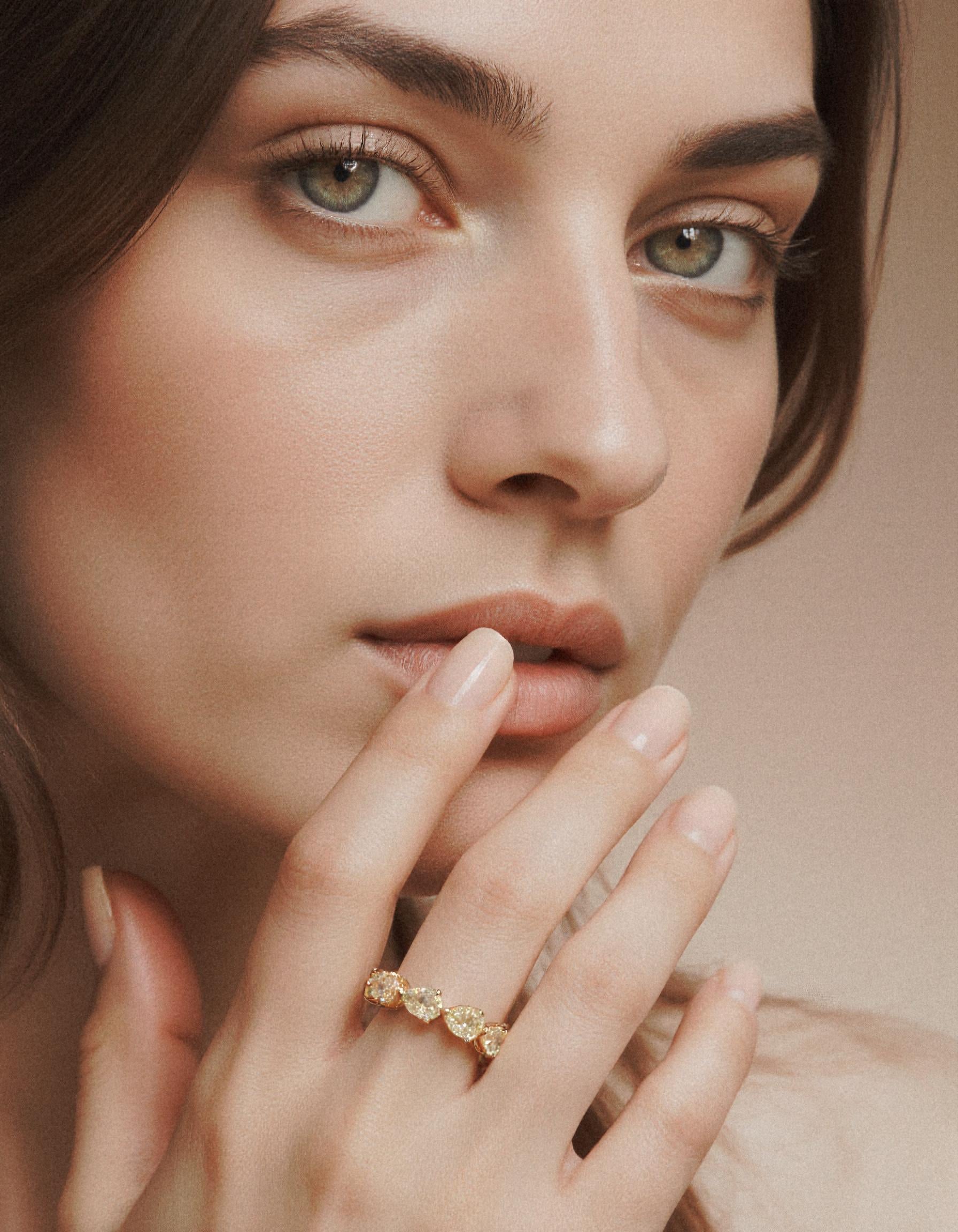 "Torina" Fancy Yellow Pear Shape Horizontal Prong set Eternity Band