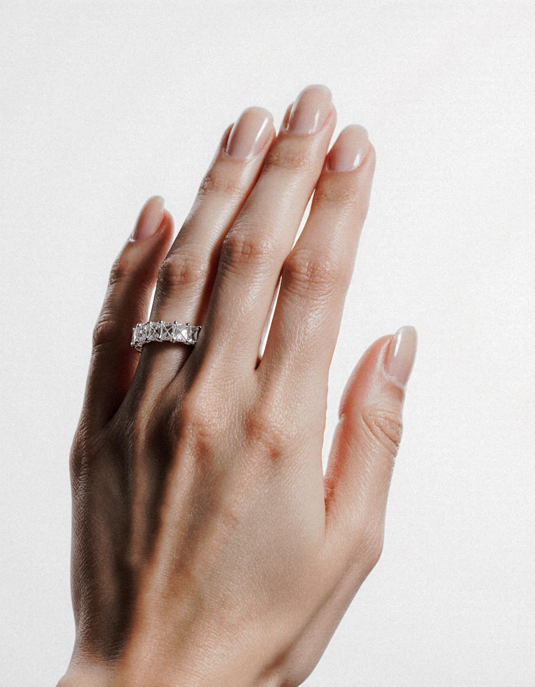 "Millena" Baguette French cut Prong Set Classic basket Eternity Band