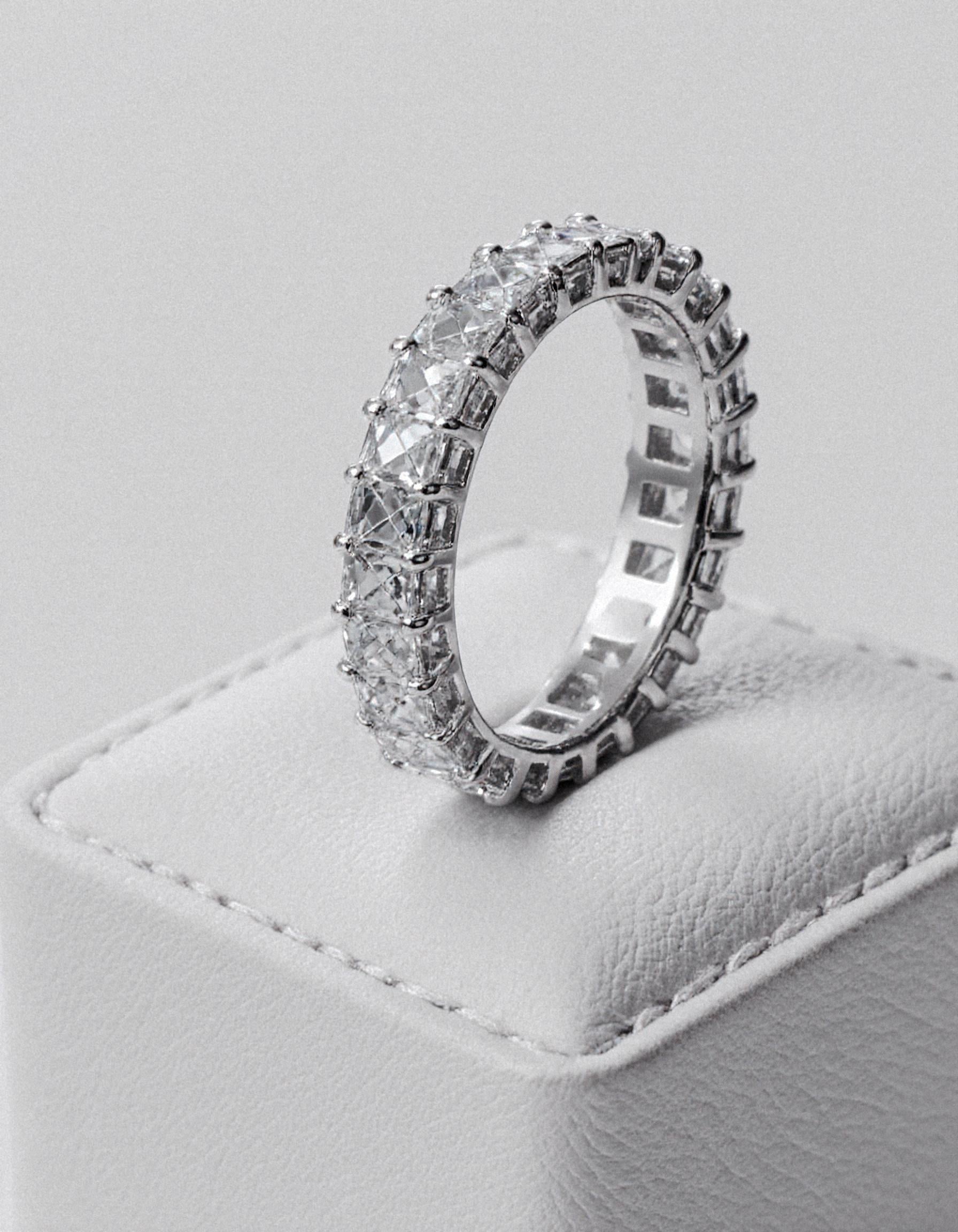 "Millena" Baguette French cut Prong Set Classic basket Eternity Band