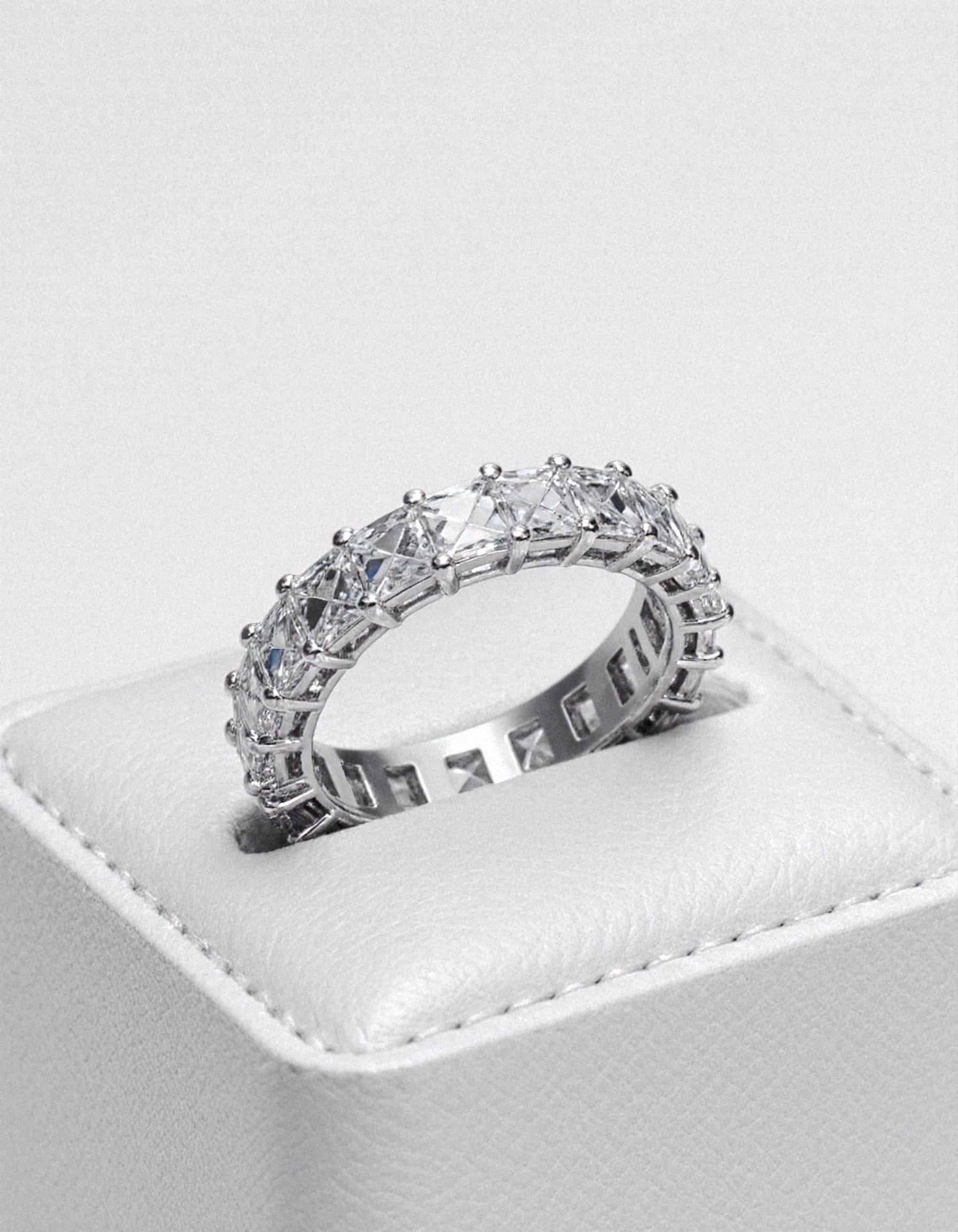 "Millena" Baguette French cut Prong Set Classic basket Eternity Band