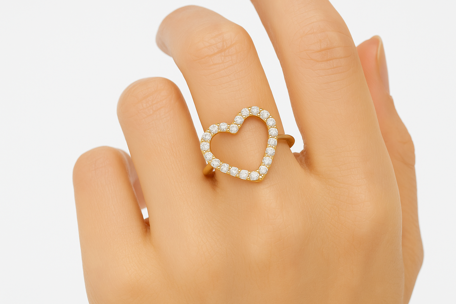 Hailey Diamond accent heart shaped Gold Ring