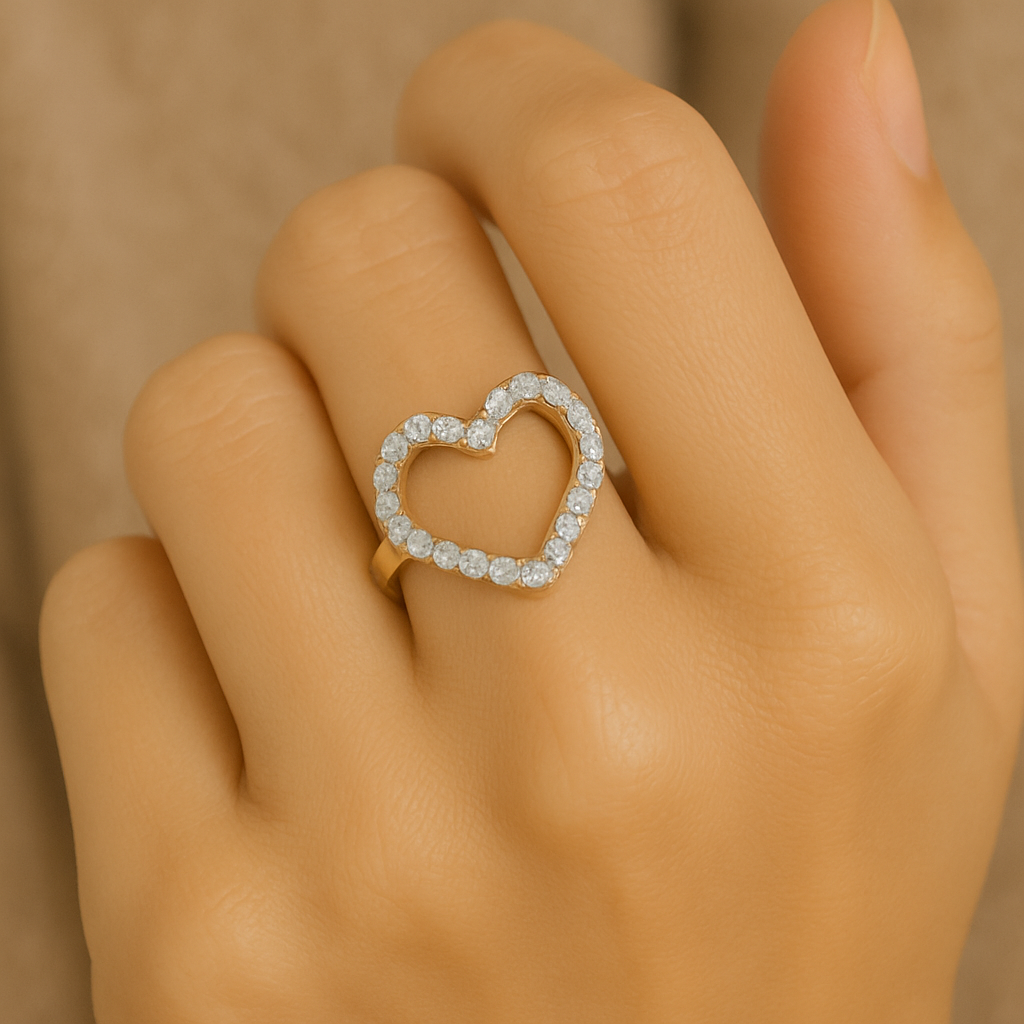 Hailey Diamond accent heart shaped Gold Ring