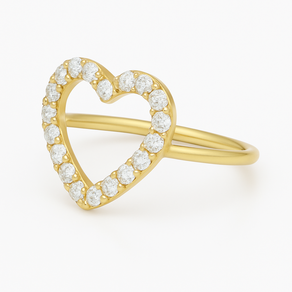 Hailey Diamond accent heart shaped Gold Ring