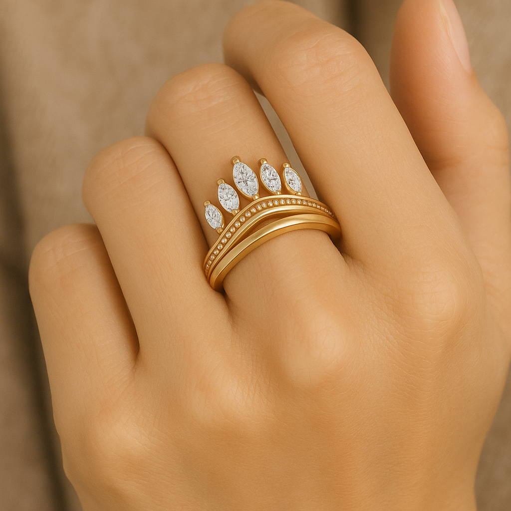 0.68-0.80ct total weight "Tiara" 3 Ring set