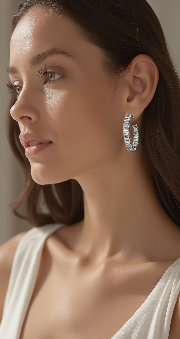 3.75ct total weight "Lita" Hoop Earrings
