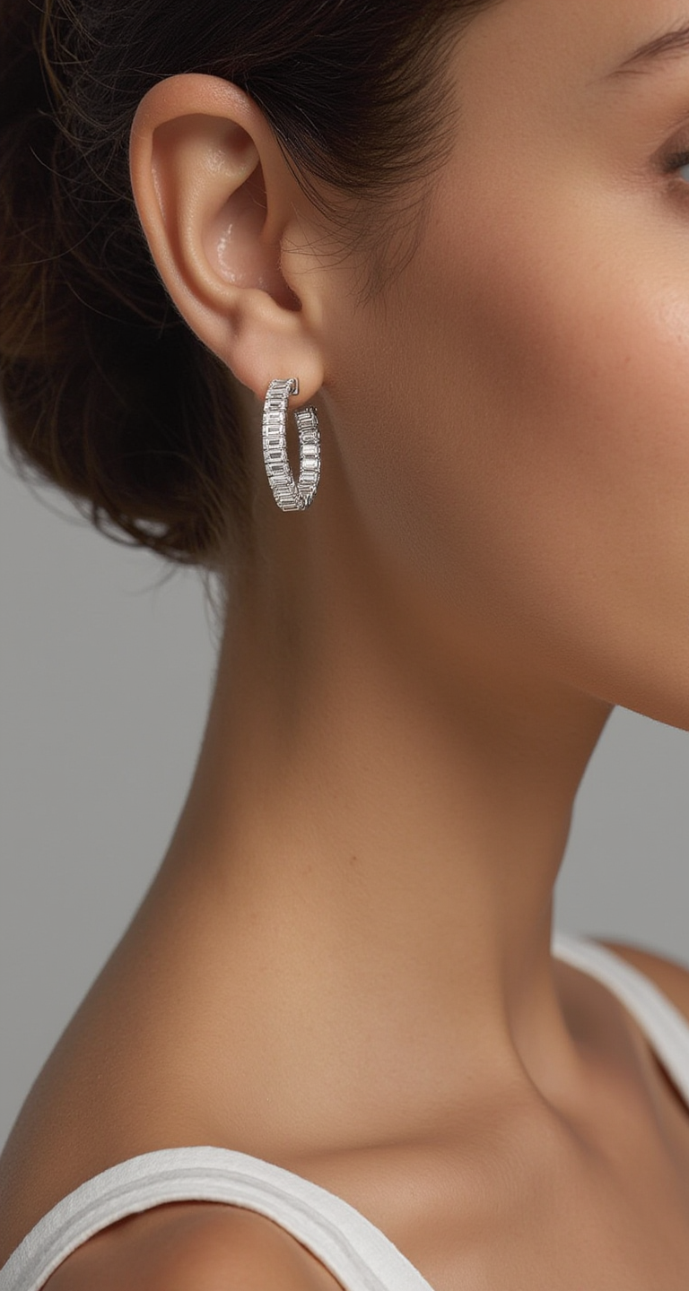 3.75ct total weight "Lita" Hoop Earrings