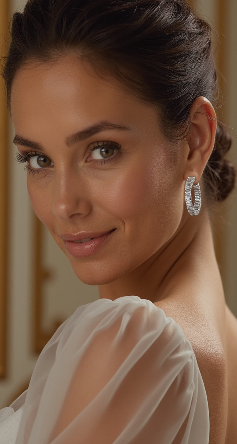 3.75ct total weight "Lita" Hoop Earrings