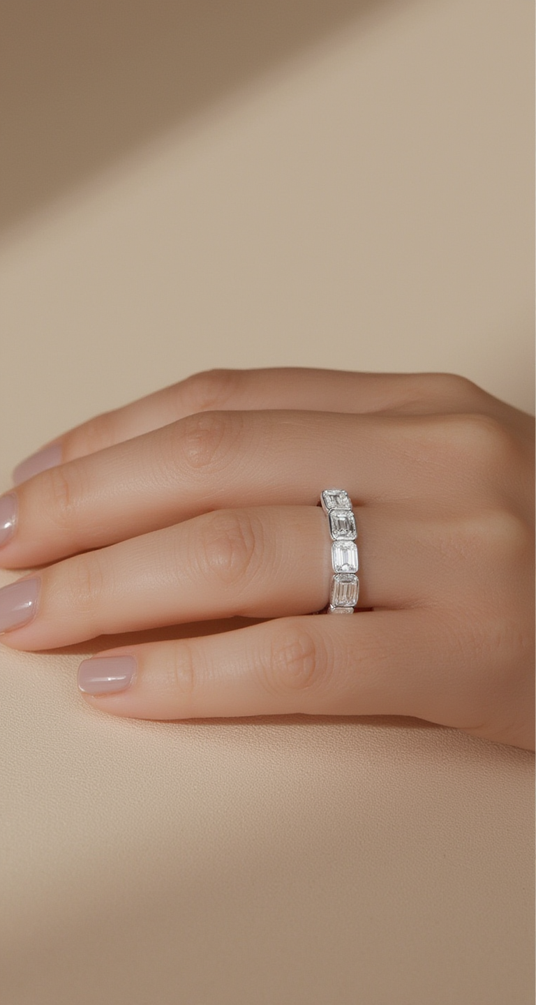 2.20-2.60ct total weight "Aria" Emerald cut Eternity Band (0.15ct Each)