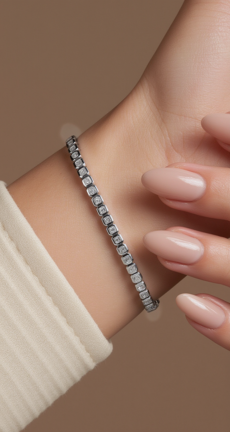 3.25-3.70ct total weight "Petra" Asscher Cut Bracelet (0.07ct each)