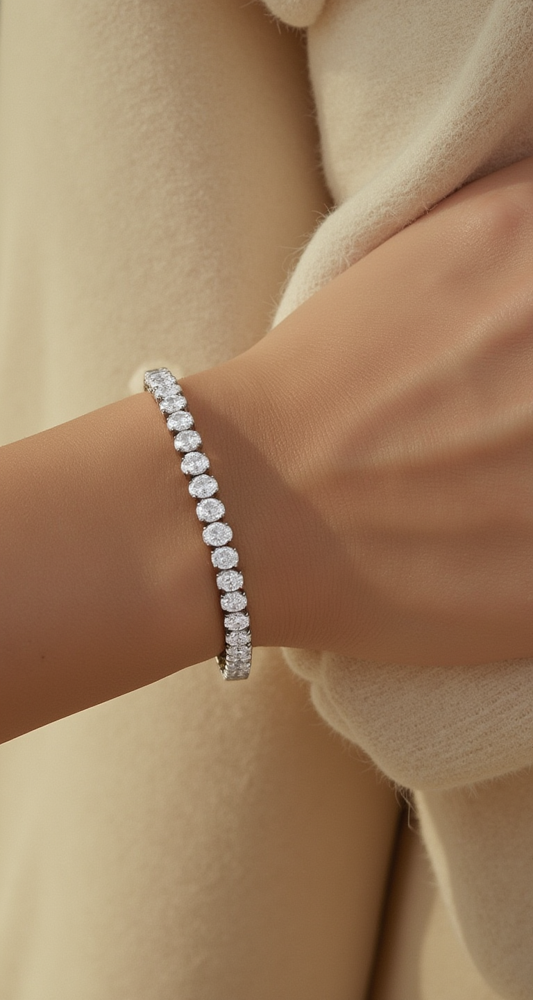 9.50-10.50ct total weight "Fyndi" Oval Cut Tennis Bracelet (0.20ct Each)
