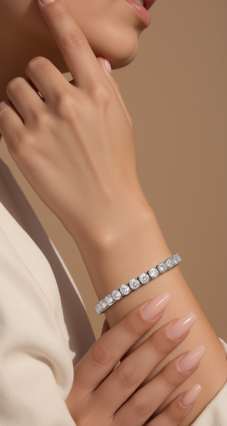 7.00-7.70ct total weight "Flora" Round Brilliant Cut Classic Bracelet (0.15ct each)