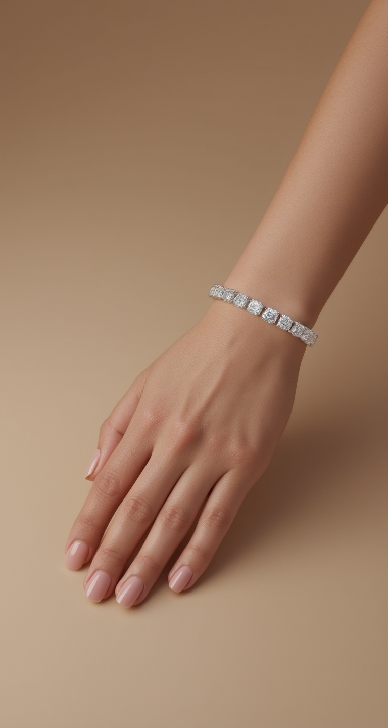 7.00-7.70ct total weight "Flora" Round Brilliant Cut Classic Bracelet (0.15ct each)