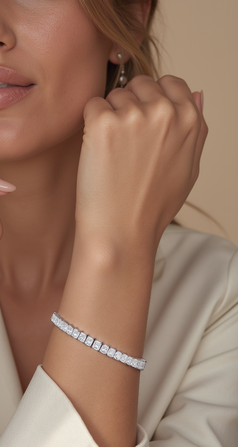 13.00-14.50ct total weight "Vilda" Radiant Cut Basket Bracelet (0.25ct each)