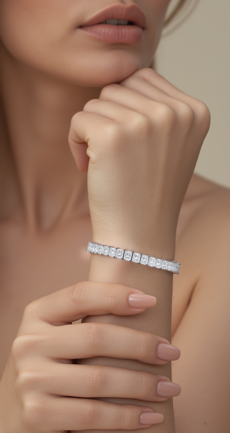 13.00-14.50ct total weight "Vilda" Radiant Cut Basket Bracelet (0.25ct each)
