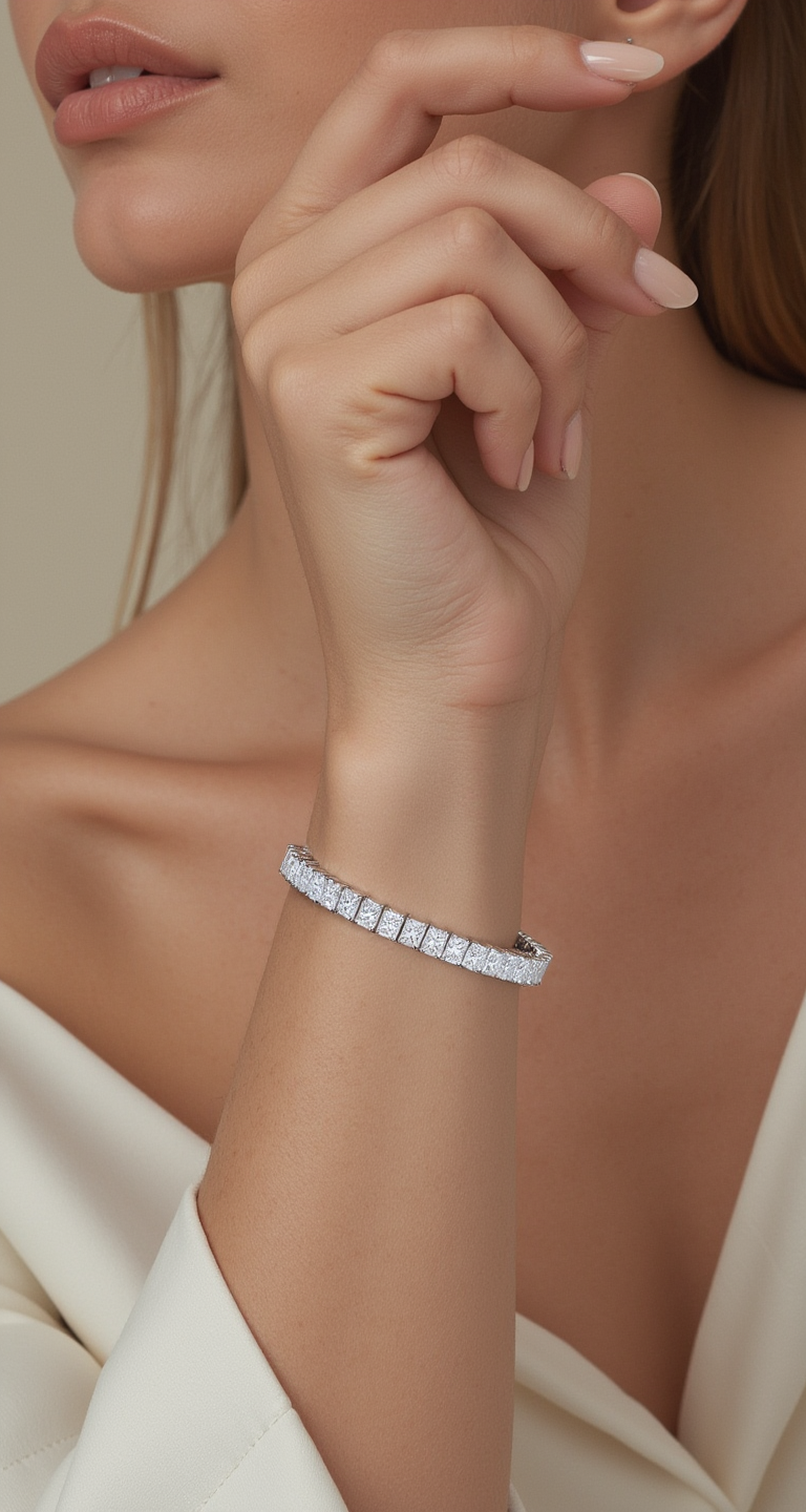 13.00-14.50ct total weight "Vilda" Radiant Cut Basket Bracelet (0.25ct each)