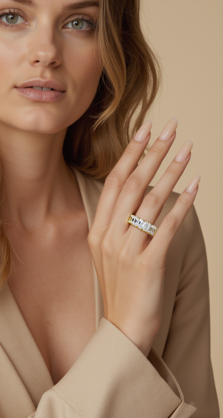 3.90ct-4.30ct total weight "Vika" - "V" Shape Eternity Band (0.20ct Each)