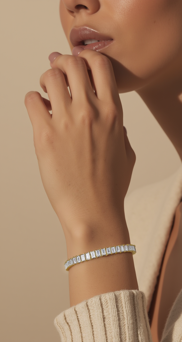 3.50-4.00ct total weight "Sora" Baguette, Flexi Bangle (0.05ct Each)