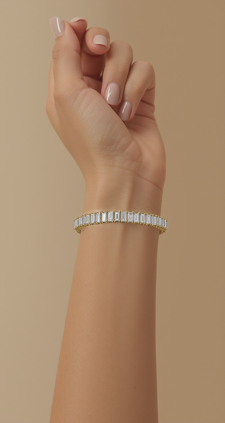 3.50-4.00ct total weight "Sora" Baguette, Flexi Bangle (0.05ct Each)