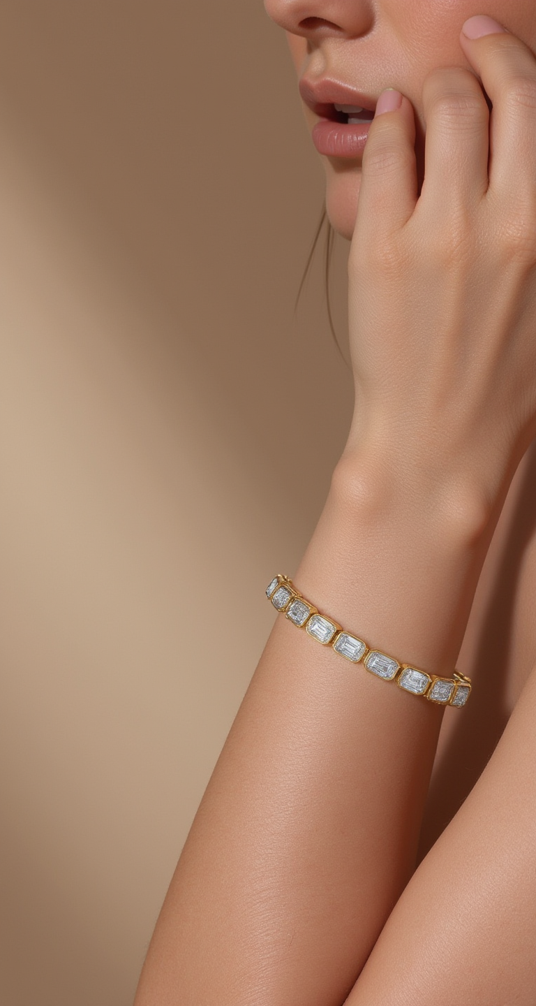 4.20-4.75ct total weight "Ona" Emerald cut Bracelet (0.15ct each)