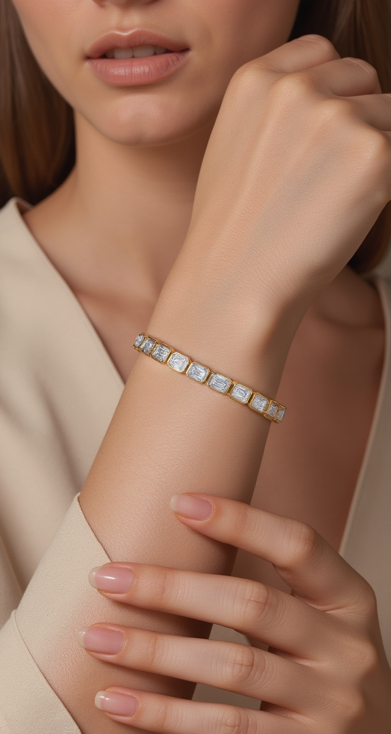 4.20-4.75ct total weight "Ona" Emerald cut Bracelet (0.15ct each)