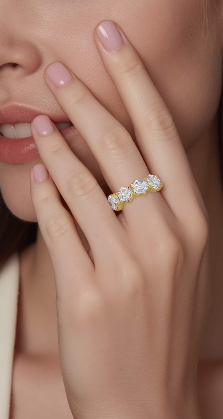 5.00-5.60ct total weight "Mila" Hexagon Eternity Band (0.30ct Each)
