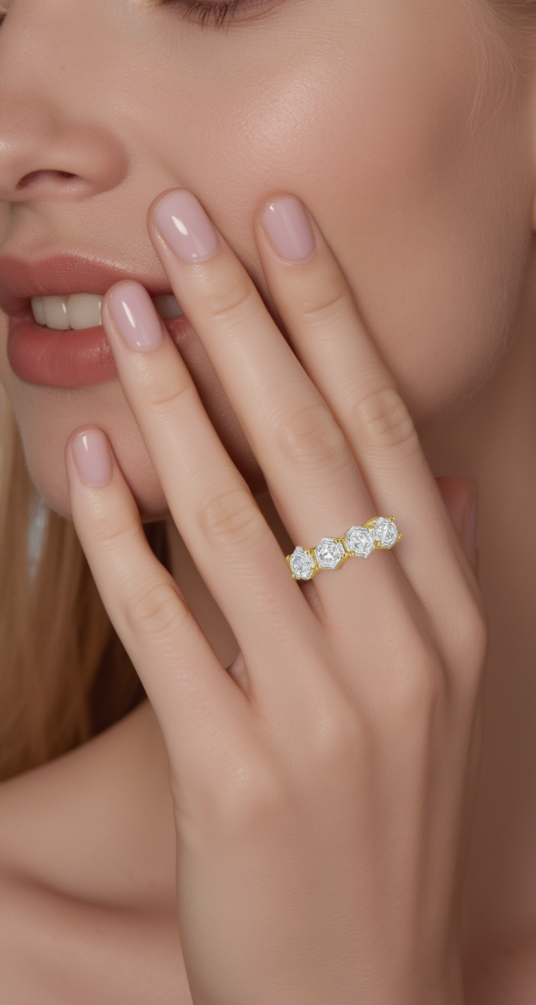 5.00-5.60ct total weight "Mila" Hexagon Eternity Band (0.30ct Each)