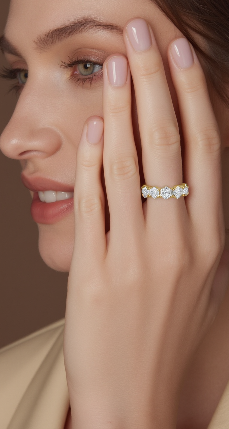 5.00-5.60ct total weight "Mila" Hexagon Eternity Band (0.30ct Each)