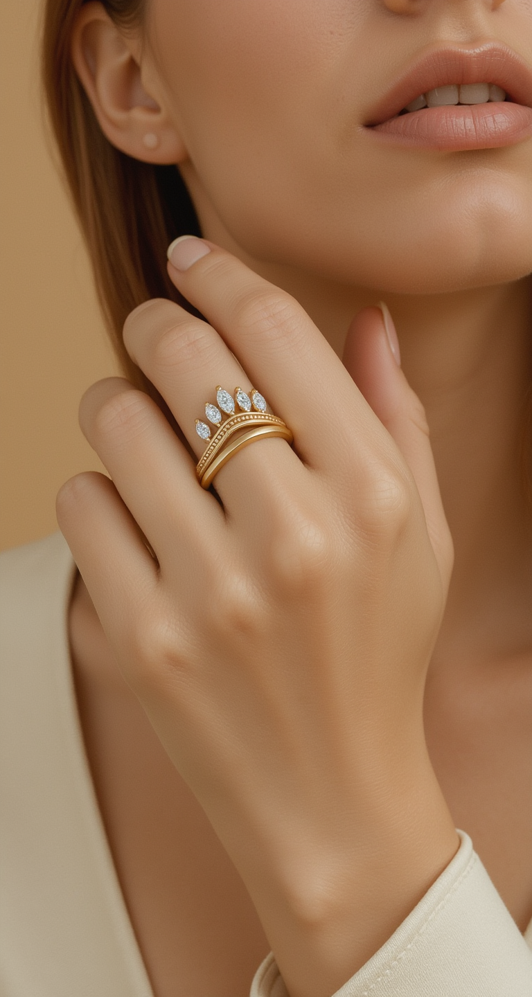 0.68-0.80ct total weight "Tiara" 3 Ring set