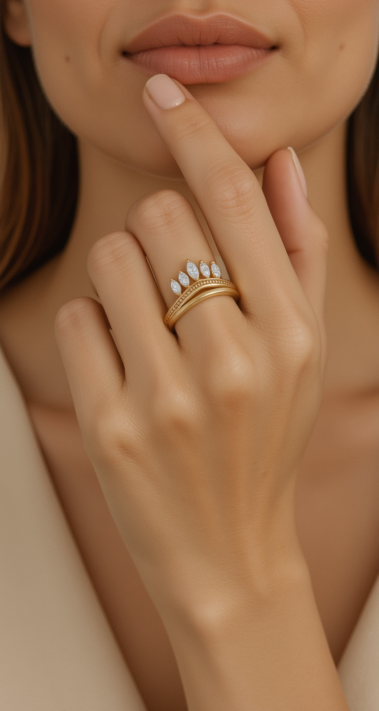 0.68-0.80ct total weight "Tiara" 3 Ring set