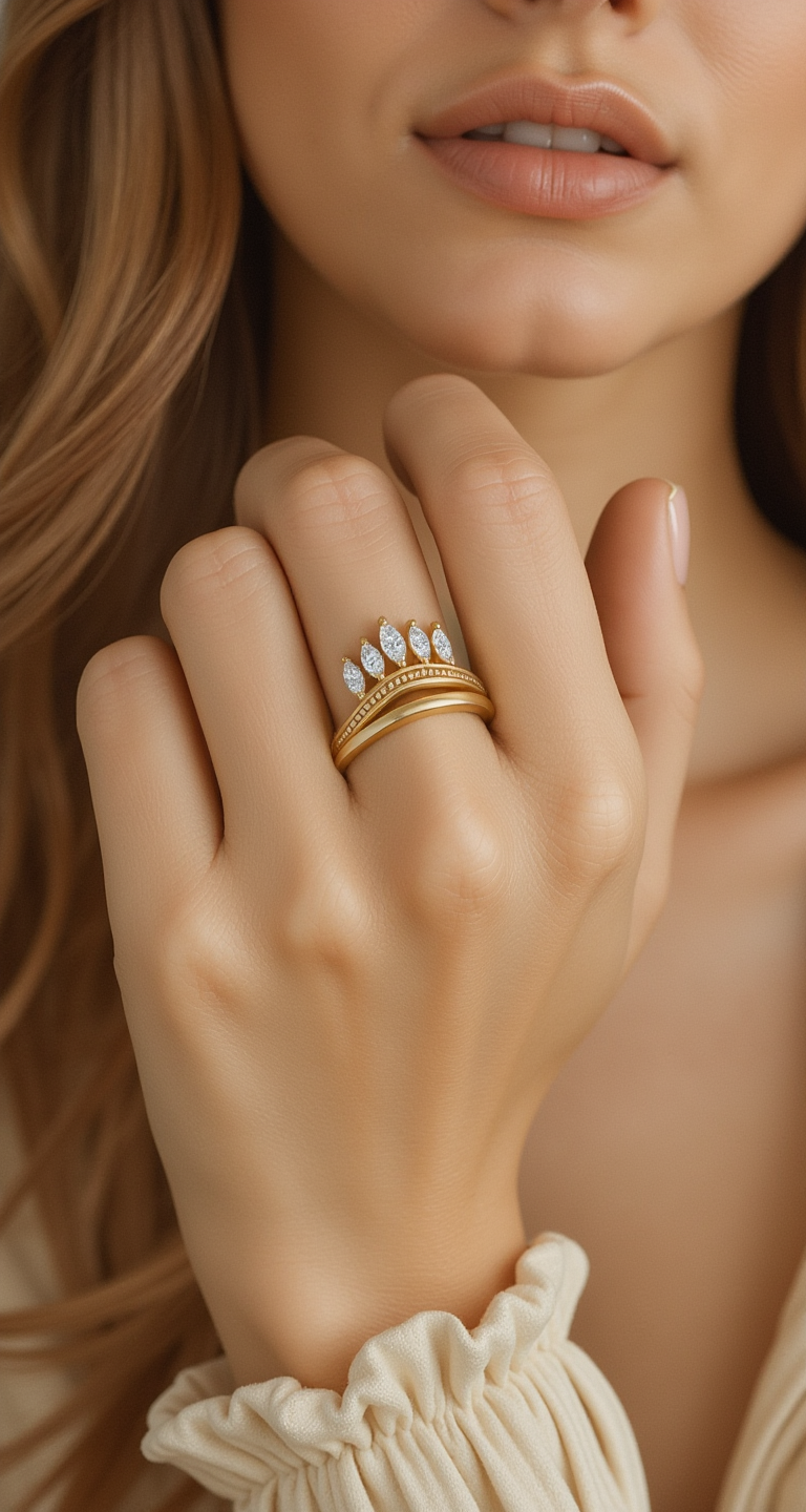 0.68-0.80ct total weight "Tiara" 3 Ring set