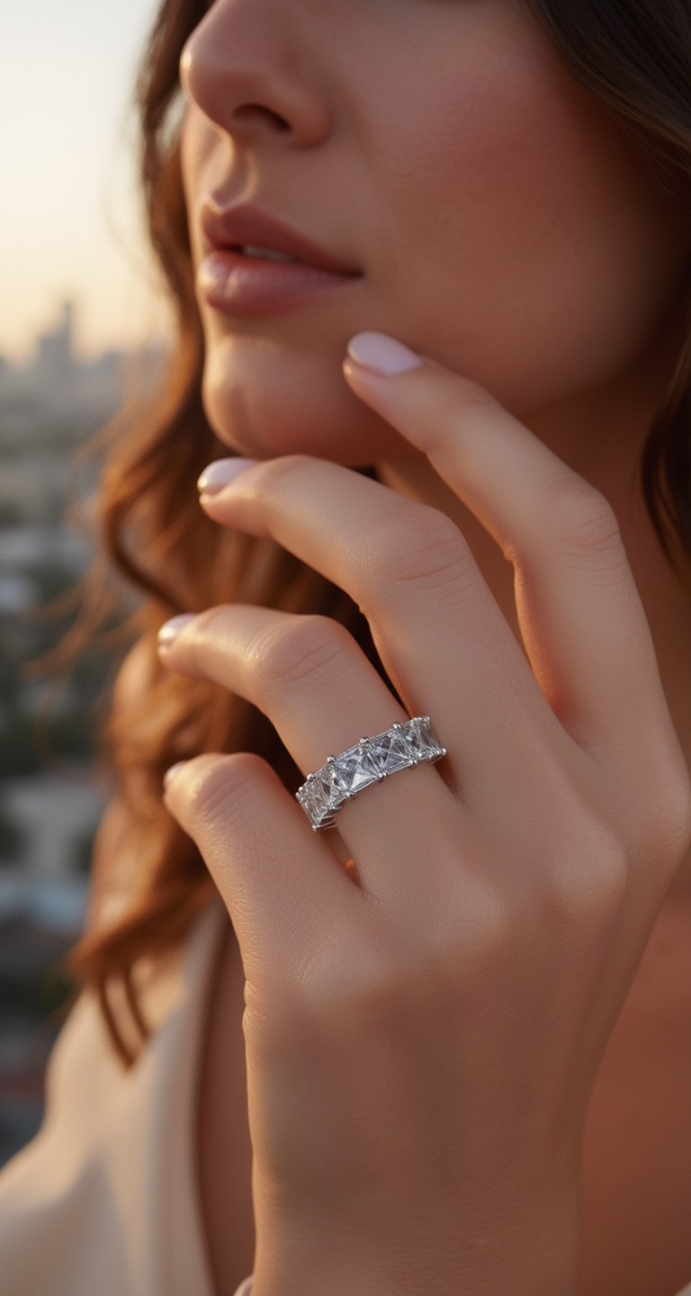 3.20ct total weight "Millena" French cut Baguette Eternity Band (0.15ct Each)