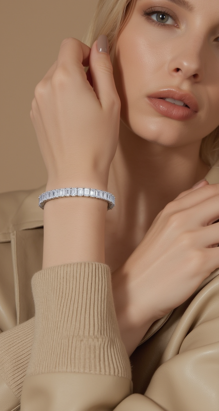 20.50-23.00ct total weight "Renja" Emerald Cut Tennis Bracelet (0.50ct Each)