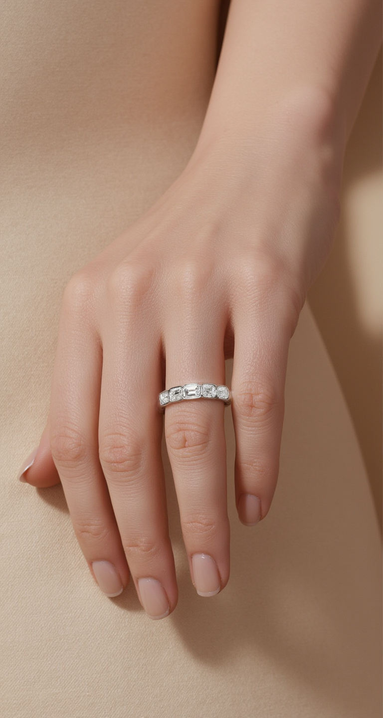 2.20-2.60ct total weight "Aria" Emerald cut Eternity Band (0.15ct Each)