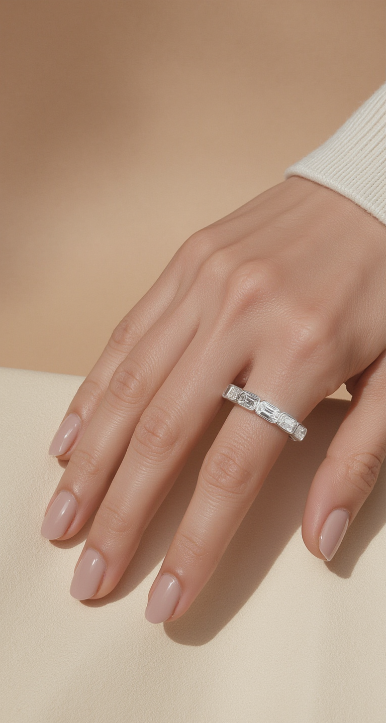 2.20-2.60ct total weight "Aria" Emerald cut Eternity Band (0.15ct Each)