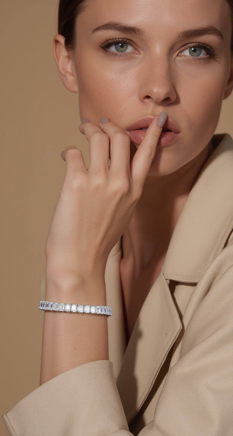20.50-23.00ct total weight "Renja" Emerald Cut Tennis Bracelet (0.50ct Each)