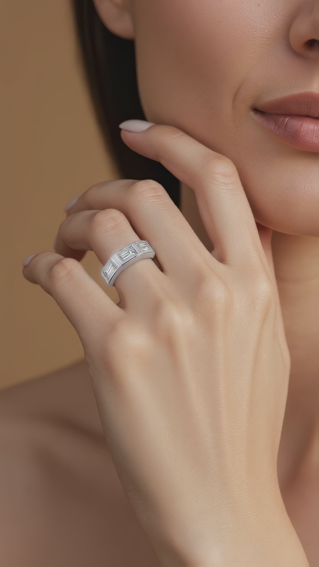 3.30-3.70ct total weight "Styrka" Baguette cut Eternity Band (0.30ct Each)