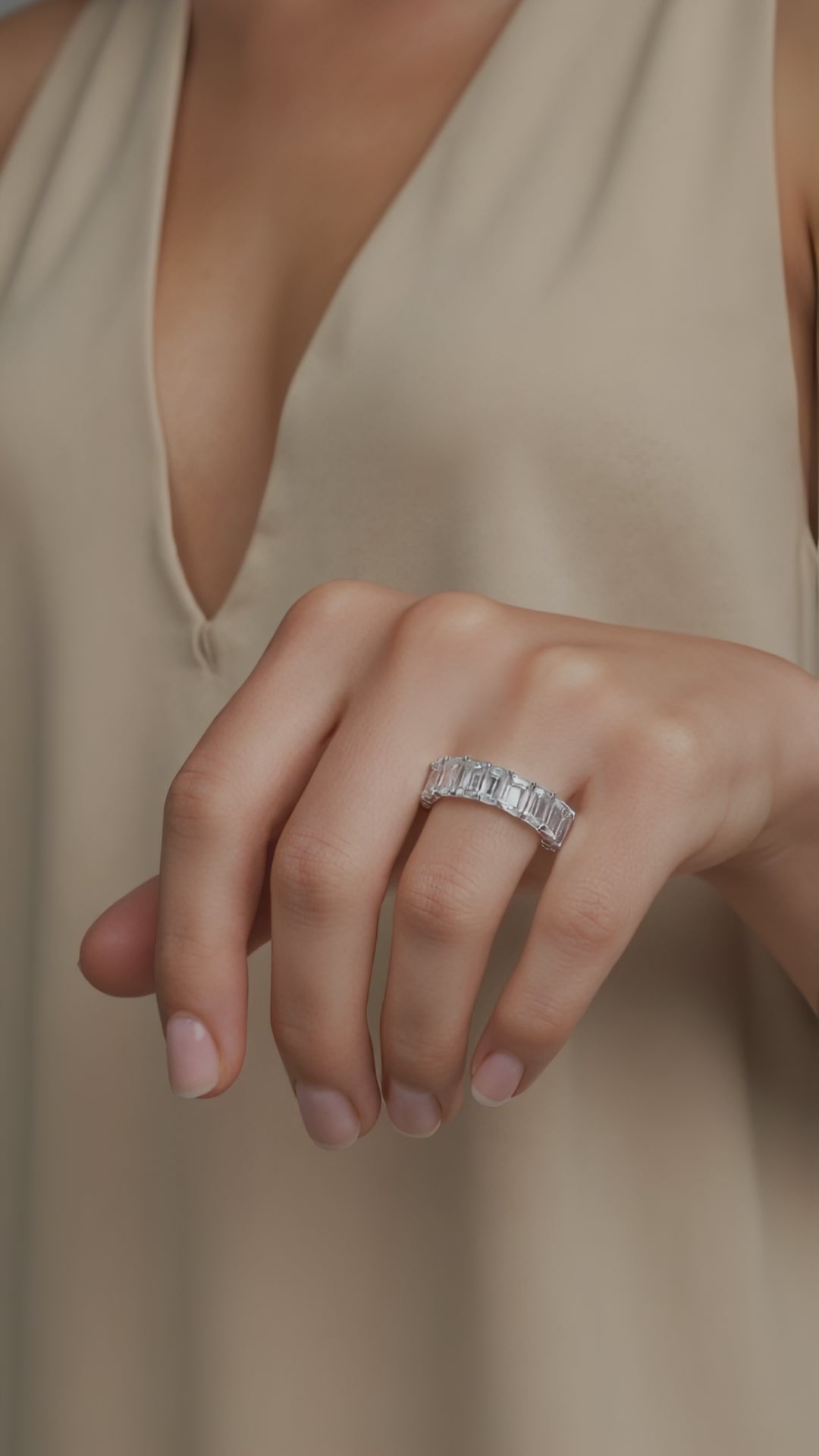 3.90ct-4.30ct total weight "Vika" - "V" Shape Eternity Band (0.20ct Each)