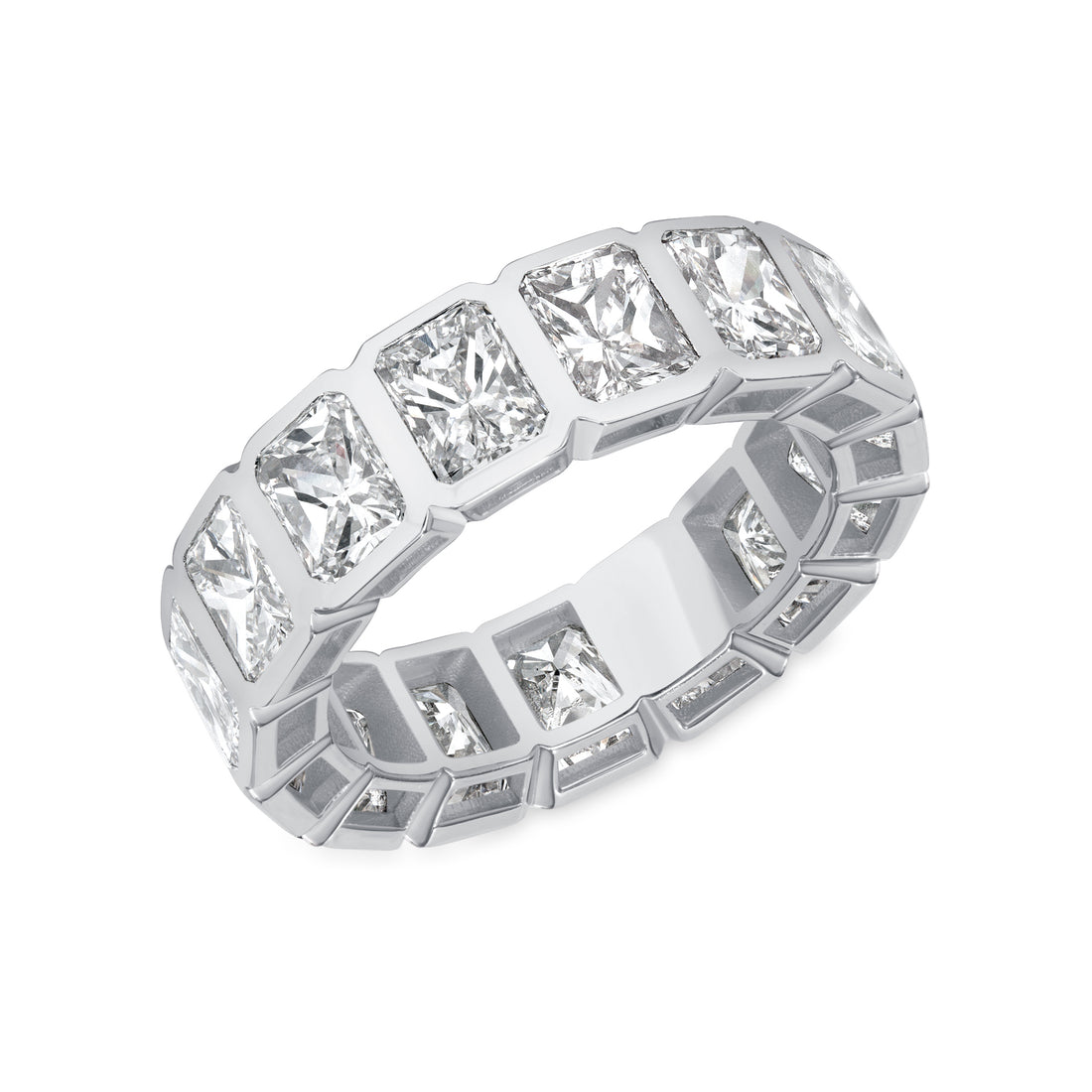 7.40-7.90ct total weight &quot;Elara&quot; Radiant cut Eternity Band (0.50ct Each)