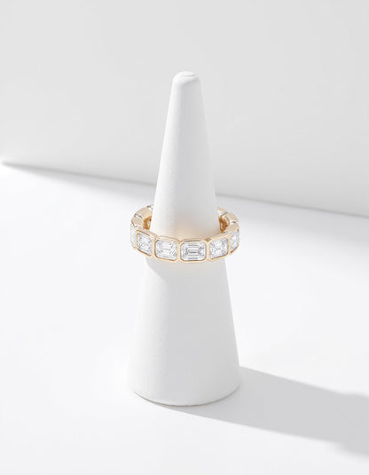 &quot;Aria&quot; Horizontally set Emerald cut Bezel set Eternity Band