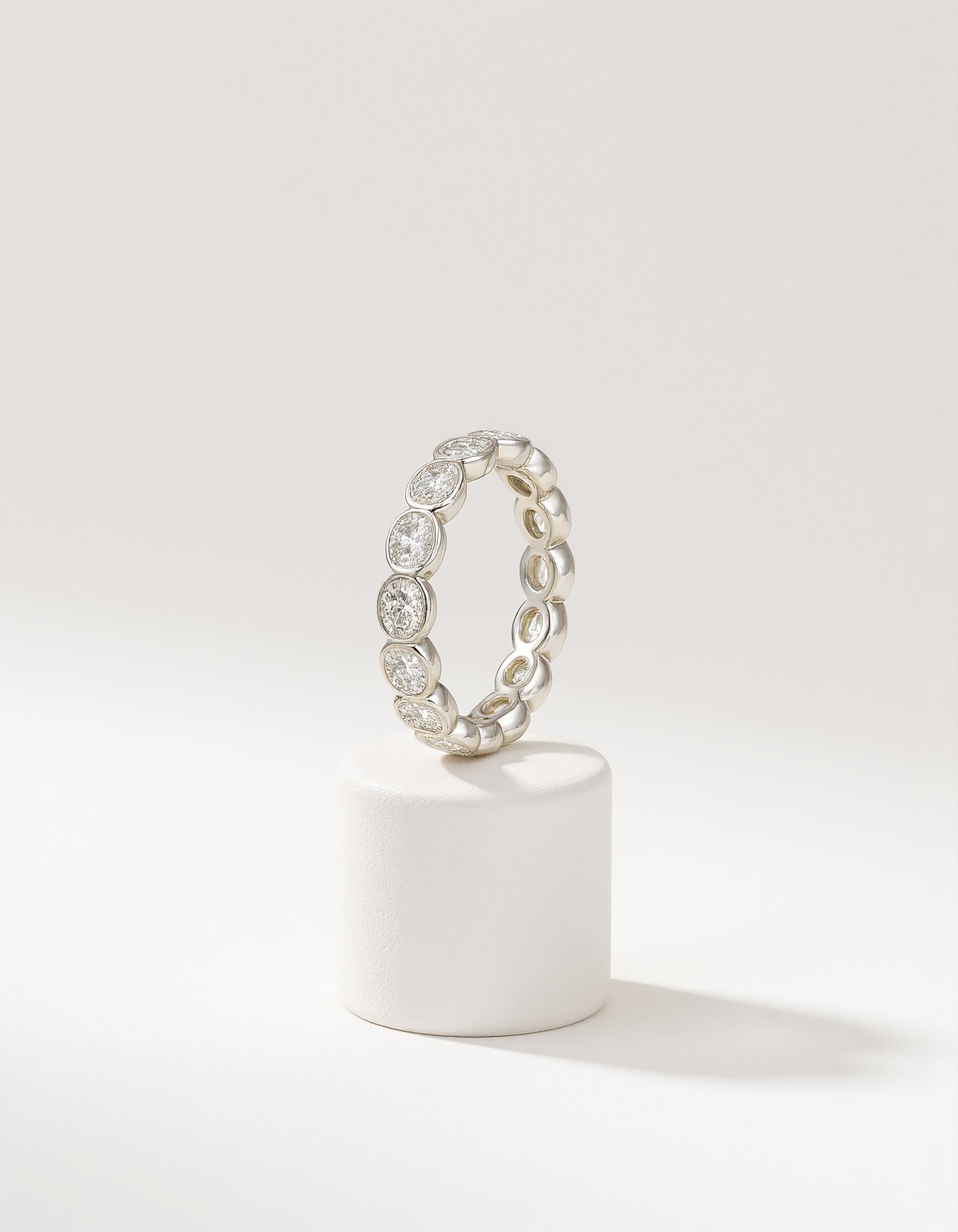 &quot;Odessa&quot; Horizontally Set Oval cut Bezel set Eternity Band