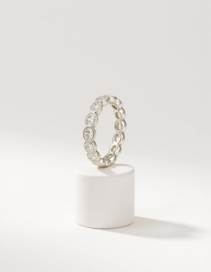 &quot;Odessa&quot; Horizontally Set Oval cut Bezel set Eternity Band