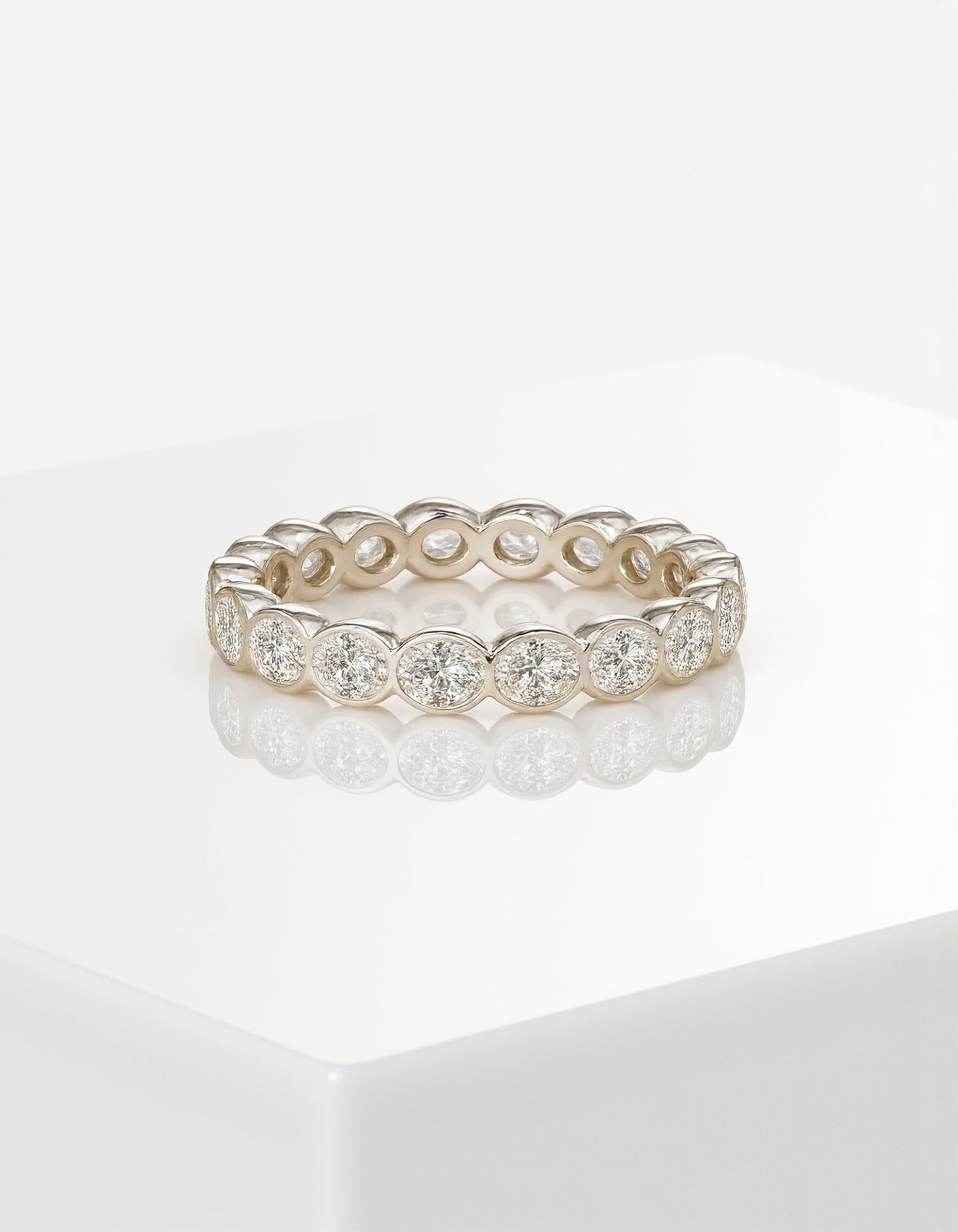 &quot;Odessa&quot; Horizontally Set Oval cut Bezel set Eternity Band