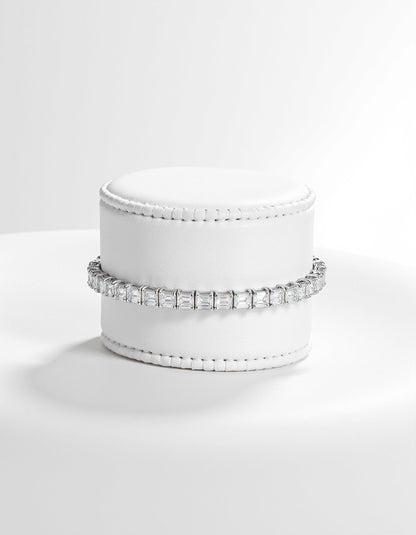 &quot;Lokka&quot; Horizontally set Emerald Cut Prong set Tennis Bracelet
